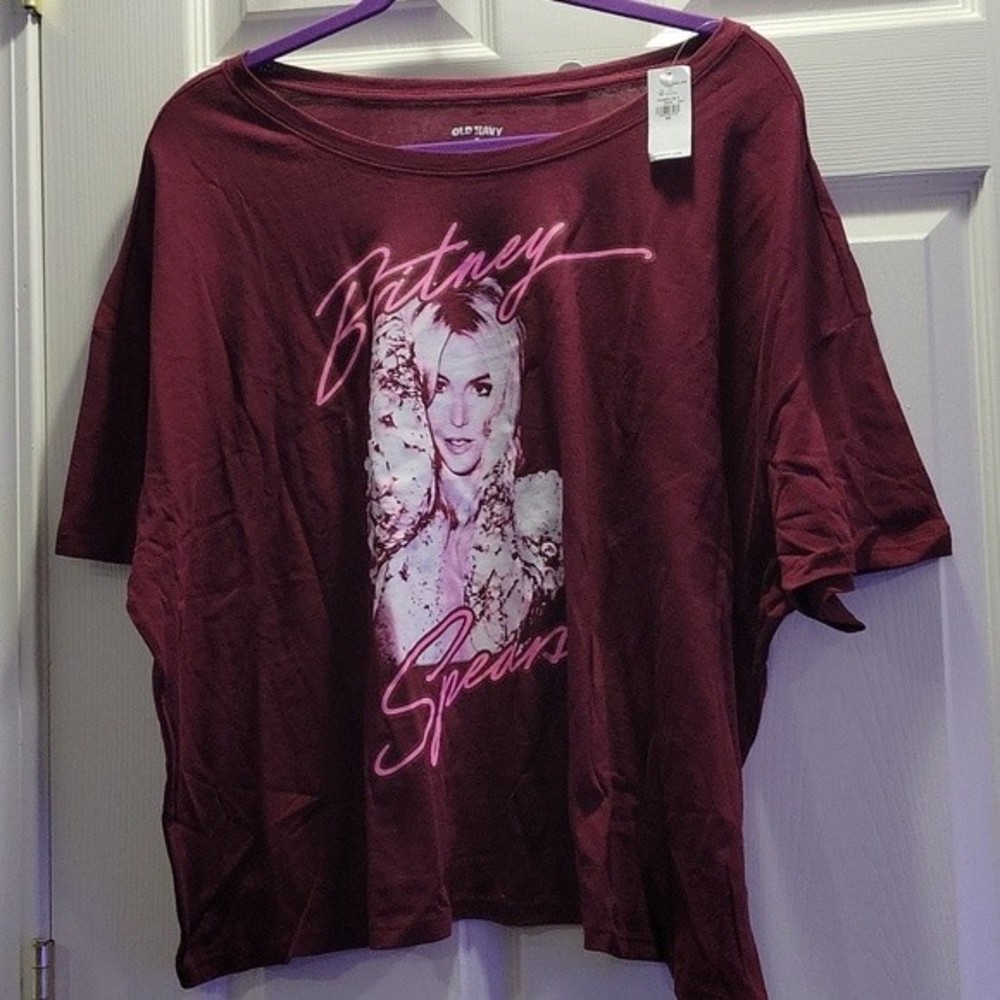 NWT Britney Spears 90's Wine Burgundy  Crop Graphic T-shirt 2X